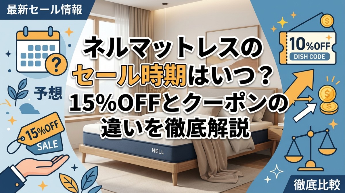 ネルマットレスのセール時期はいつ?15%OFFとクーポンの違いを徹底解説