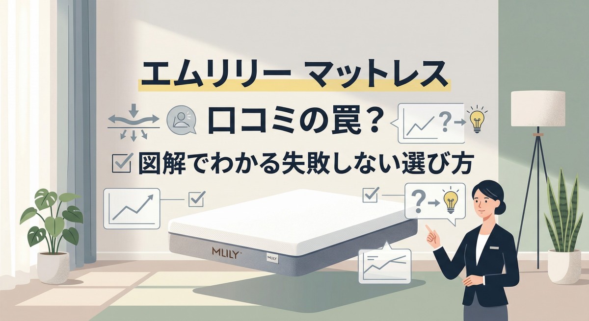エムリリー マットレス 口コミの罠?図解でわかる失敗しない選び方 アイキャッチ