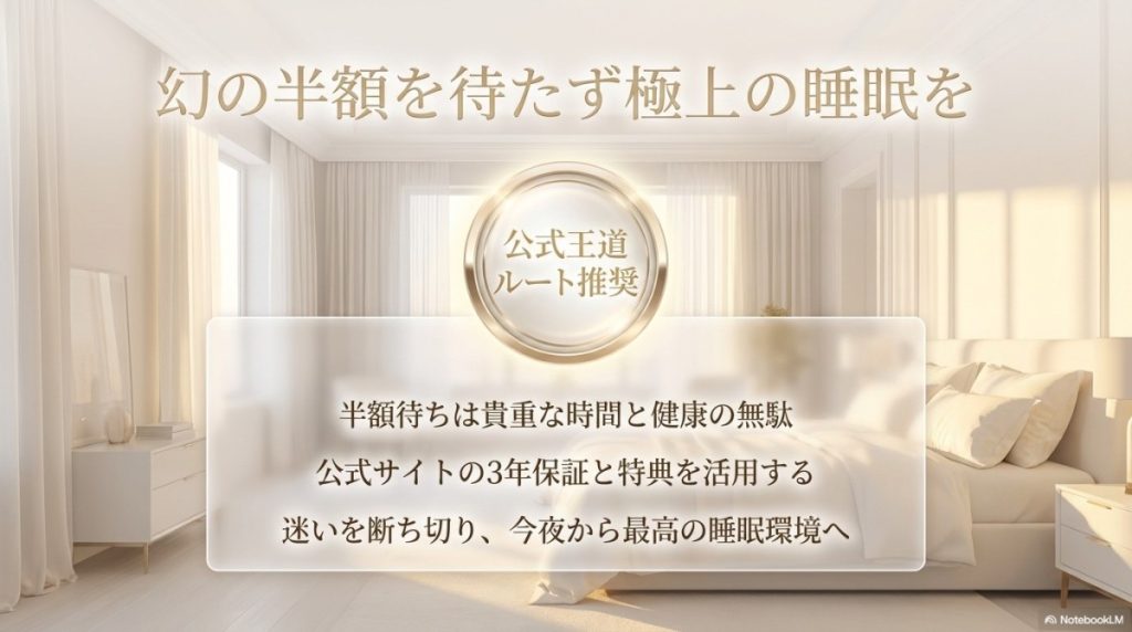 まとめ:ソムレスタ半額を待たずに「王道ルート」で極上の睡眠を手に入れよう