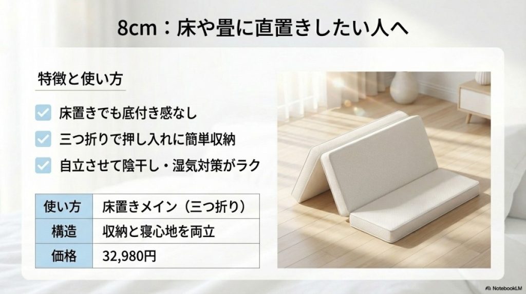 床や畳に直置きしたい人はエムリリー優反発マットレスの「8cm」がおすすめ?