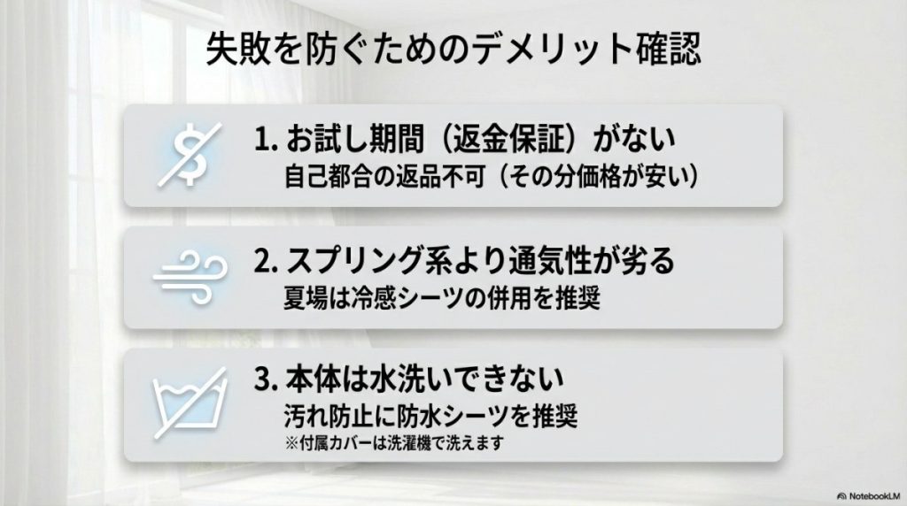 購入前に知るべき!エムリリー優反発マットレスのデメリット