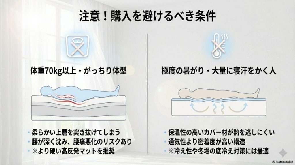【重要】エムリリー優反発マットレスが「合わない人」の条件(体重・体質)
