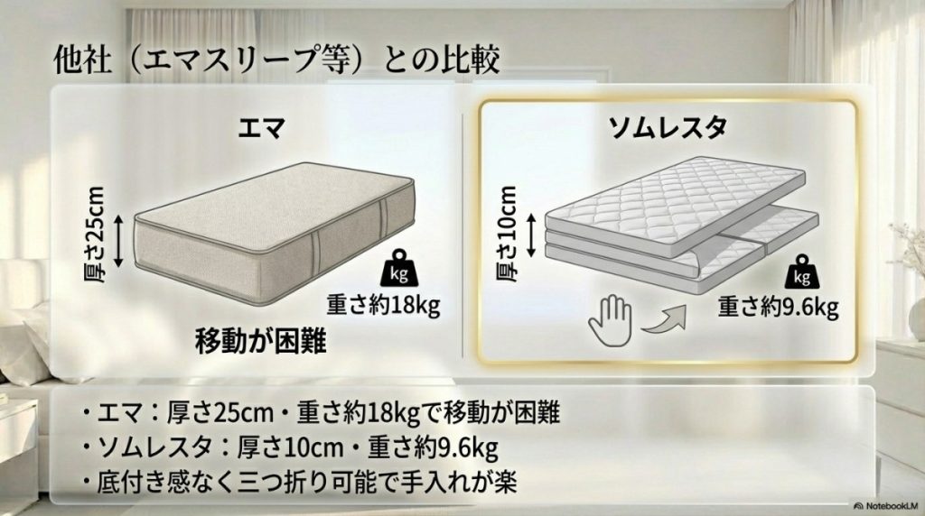 代替他社(エマスリープ等)とソムレスタの比較:なぜソムレスタが優位なのか?