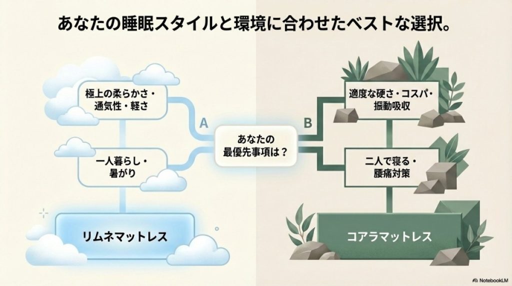 リムネマットレス・コアラマットレスがおすすめな人 図解イラスト