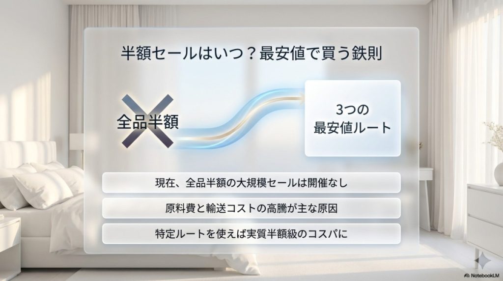 ソムレスタの半額セールはいつ?実質半額級の最安値で買う3つの鉄則【結論】